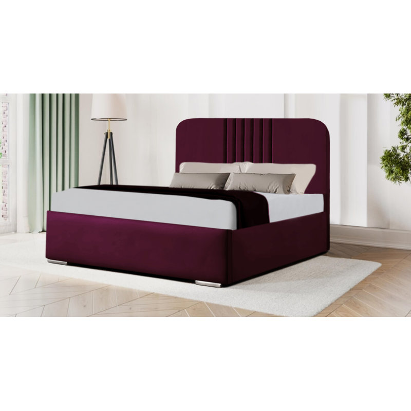 Baasit Upholstered Bed, Burgundy, Single (3')
