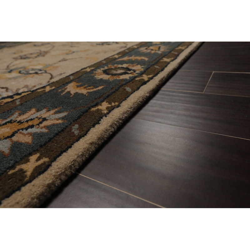 Tapis beige/bleu en laine touffeté à la main persan oriental Frampton