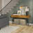 Lowry 60"W Oak Veneer and Metal Modern Industrial Sofa Table with 3 Drawers and Angled Metal Legs-842174171