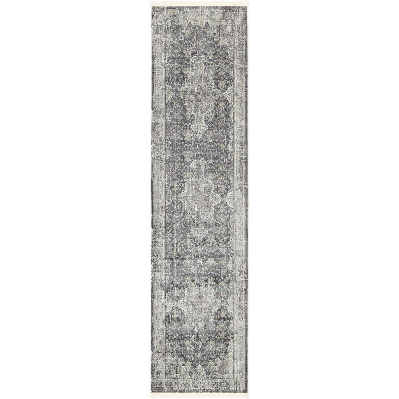 Tapis oriental gris Deatherage, Tapis de couloir 2 pi 2 po x 6 pi