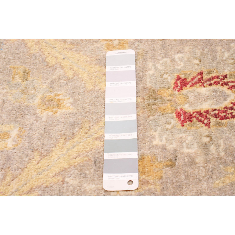 Tapis unique en laine noué à la main gris / beige nouvel âge 4 pi 1 po x 6 pi 1 po Fairbourne