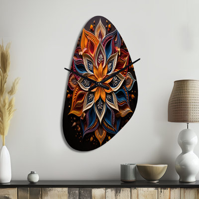 «Ilaya Hinduism Rangoli Whispers», horloge murale asymétrique en métal, impression d'horloge murale