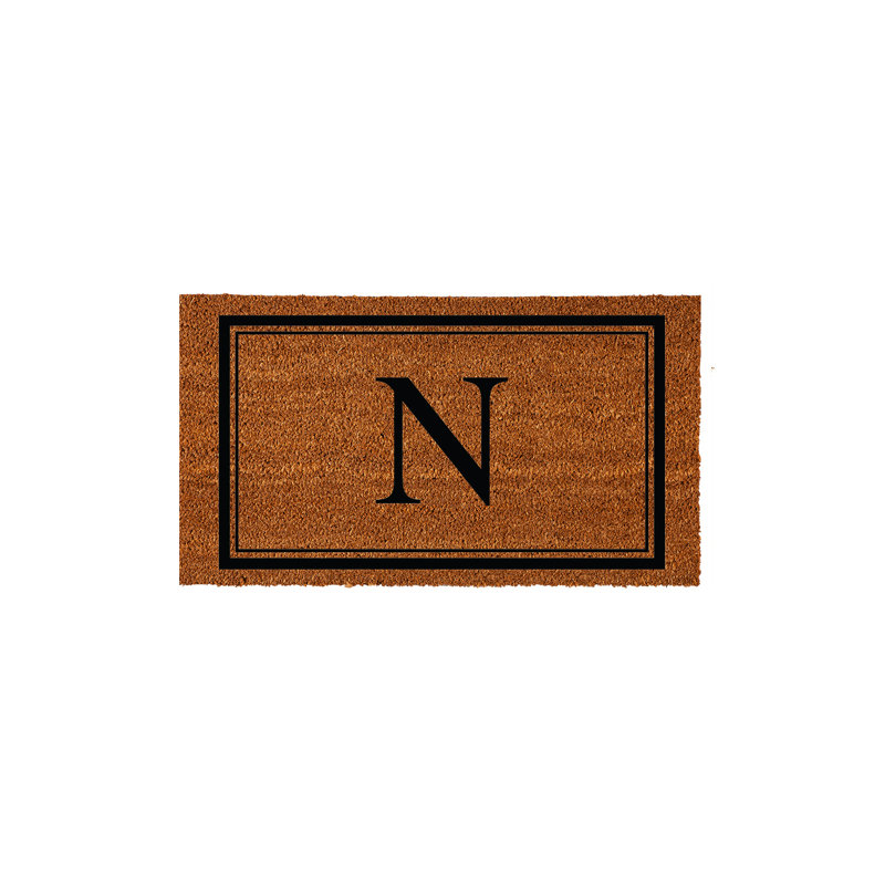Niarcos 28" x 16" Non-Slip Monogram Coir Outdoor Door Mat, N