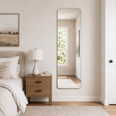 Frameless Full Length Wall Mirror with 5mm HD Glass Shatter Resistant Safety Backing and Rounded Corners for Bedroom Closet Entryway and Bathroom