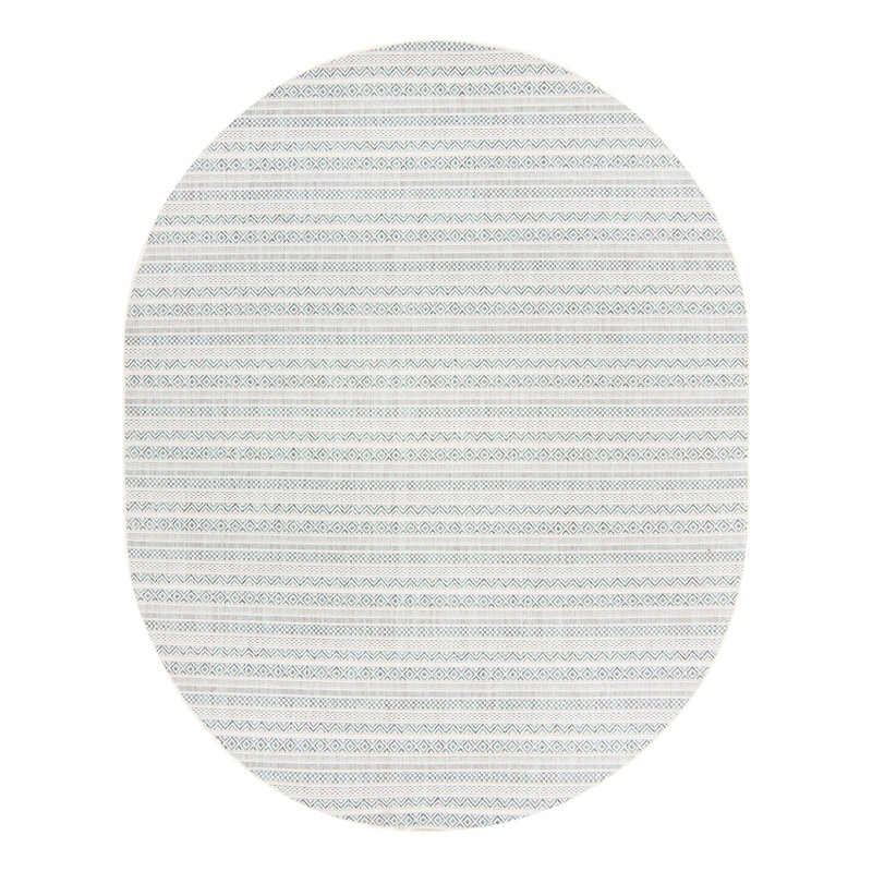 Hewitt Striped Indoor / Outdoor Rug, Oval 7'10" x 10'