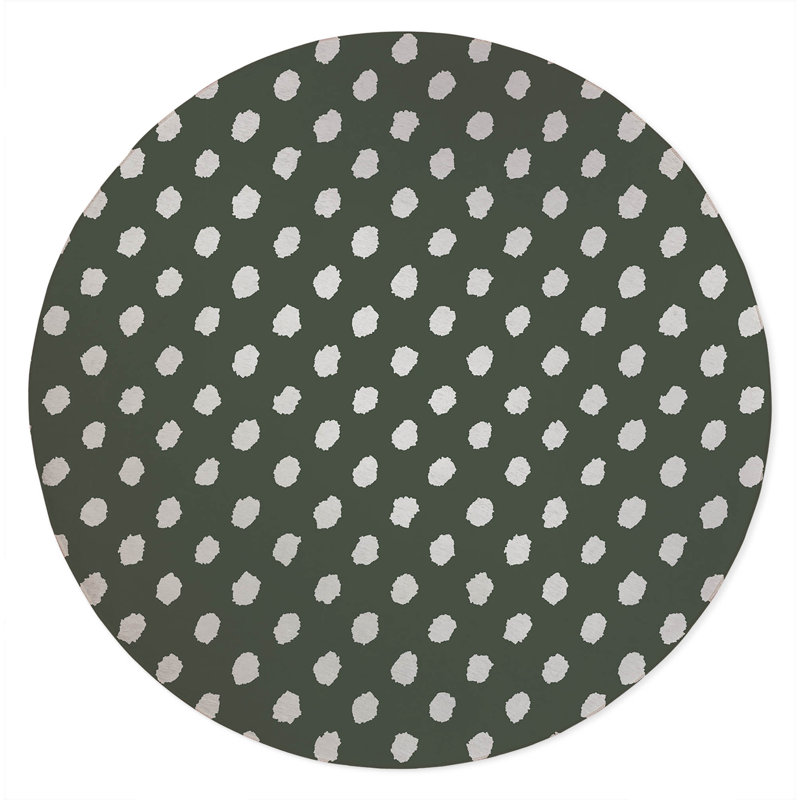 Grunge Dot Non-Slip Outdoor Rug, Round 5'