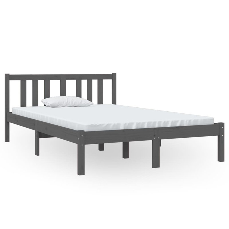 Bed Frame Solid Wood, grey, 140 x 200cm