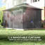 Pavillon de jardin à double toit avec rideaux, gris