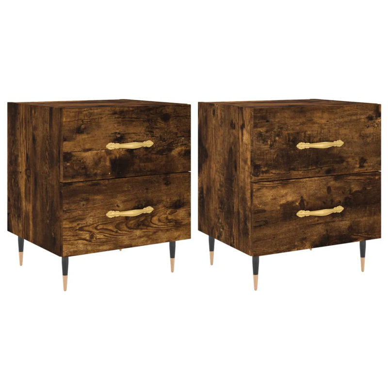 Rydal 40cm W Iron Bedside Table, Smoked Oak, Set of 2