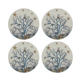 Coral Reef Vegan Leather Round Beaded Placemat