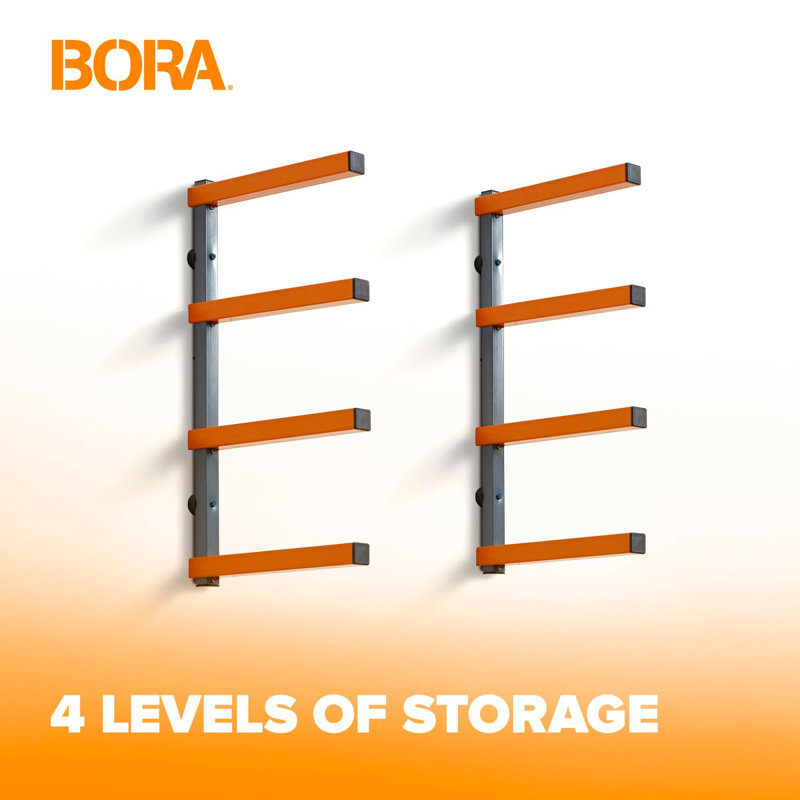 Material Rack Wall Mount Storage System And Lumber Storage Rack - PBR-0410, Orange/Grey
