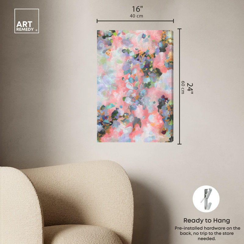 «Playful Pigments», art mural abstrait élégant par Art Remedy, Toile tendue, H 24 po x l 16 po