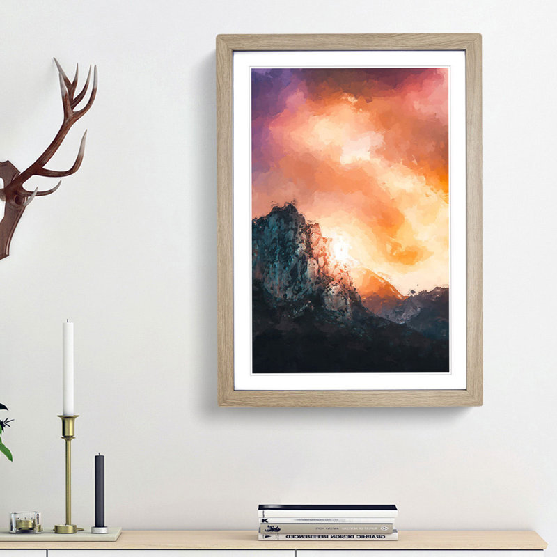 Mountains in Morocco in Abstract - Framed Print, 48cm H x 36cm W x 2cm D, Oak Framed