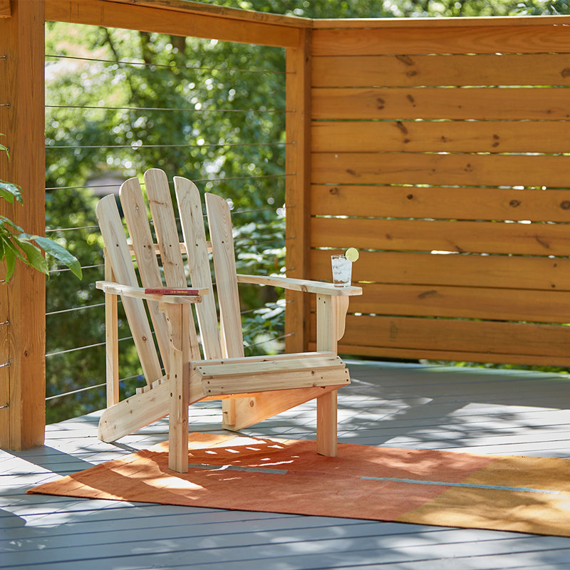 Adiraica Solid Wood Outdoor Adirondack Chair, Natural