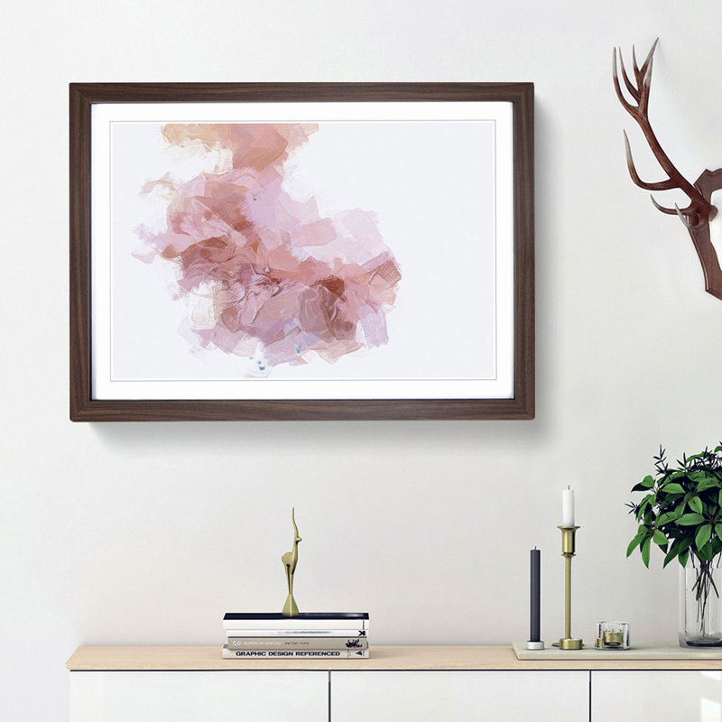 Gentle Soul in Abstract - Picture Frame Painting Print, 36cm H x 48cm W x 2cm D, Walnut Framed