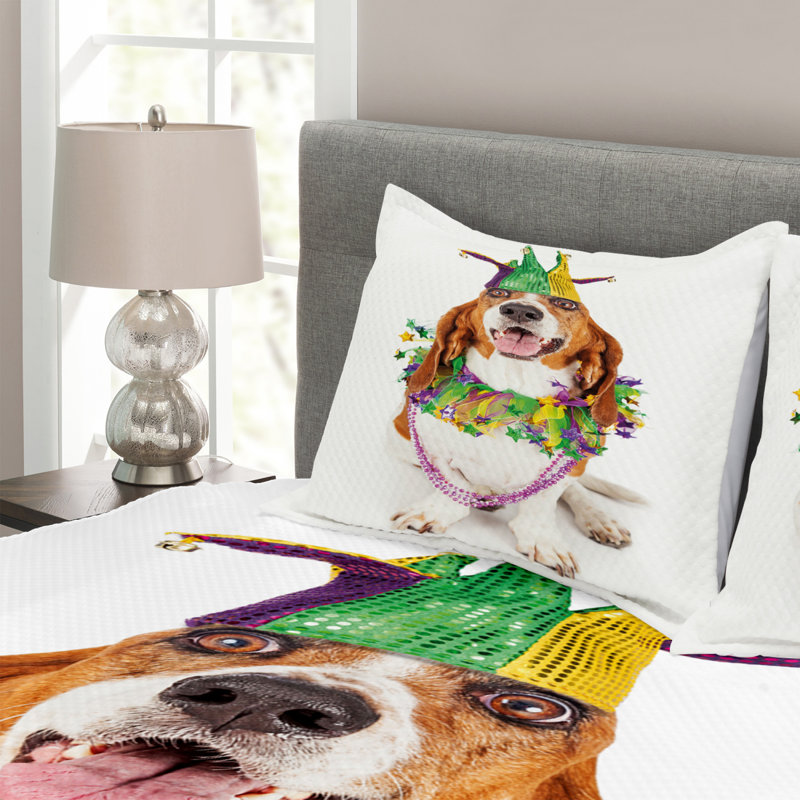 Aeisha Brown/Green/Purple Microfiber Bedspread Set, 220 x 264 cm