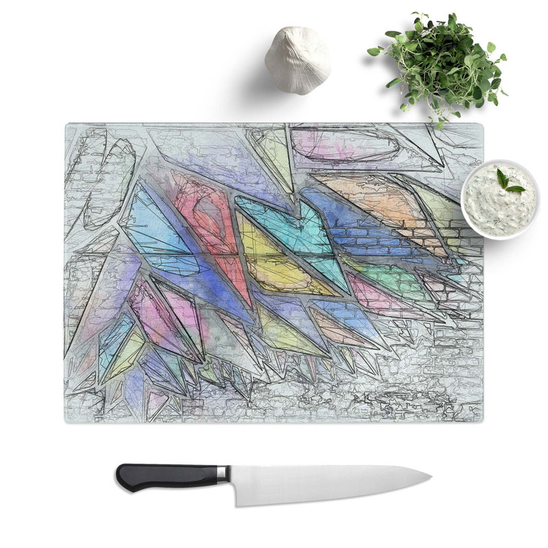 Tempered Glass Sharp Edges Chopping Board, 39 cm W x 28.5 cm L
