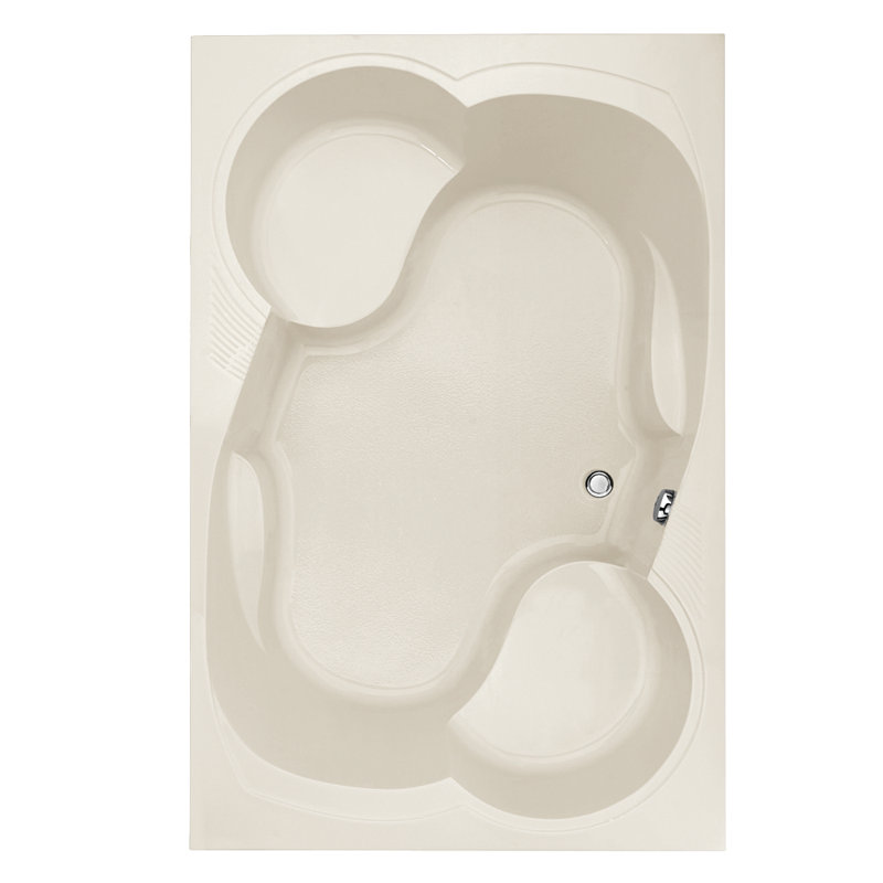 Makyla 75'' L Soaking Bathtub, Biscuit, Satin Chrome