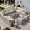 Ensemble de mobilier de patio pour 12 personnes avec chaises berçantes pivotantes, ensemble de conversation modulaire en rotin et osier avec coussins, ensemble de conversation pour canapé toutes saisons avec table pour jardin