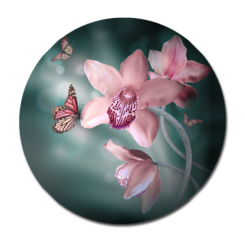 Orchids And Butterflies Print, 24" H x 24" W x 2.5" D