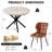 5-Piece Modern Round Dining Set, 39" Grey Stone Pattern Table with 4 Brown Faux Leather Chairs-306806751-306806746