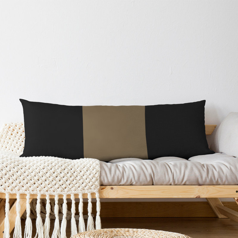 Polyester Medium Pillow, Black/Gold/Black, Adairsville
