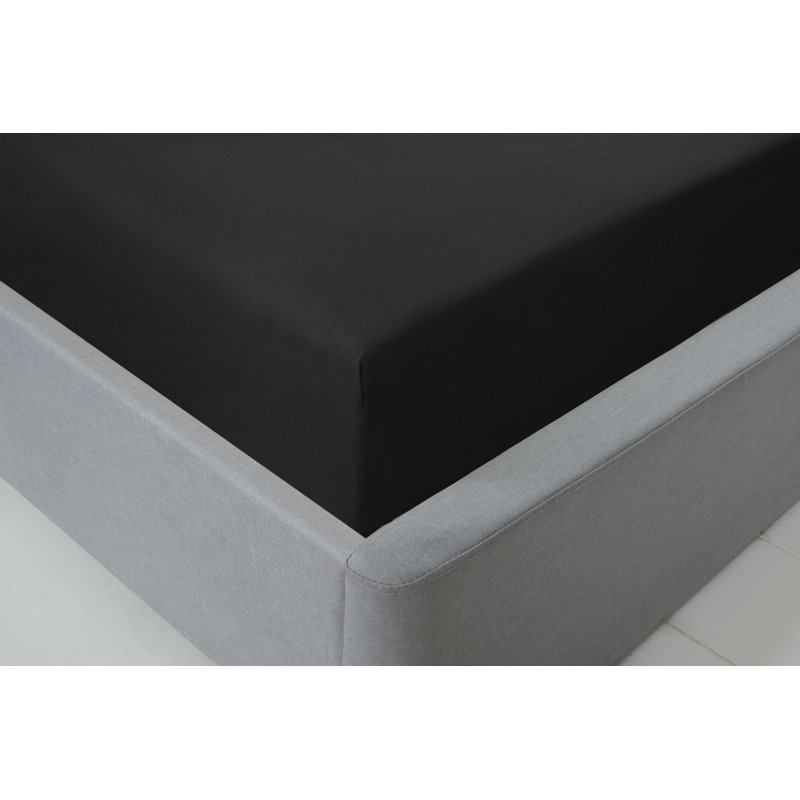 Kirke Flannel Fitted Sheet, Double (4'6), Black