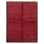 Tapis rouge foncé en laine noué à la main de conception unique 5 pi 10 po x 7 pi 8 po Octayvia
