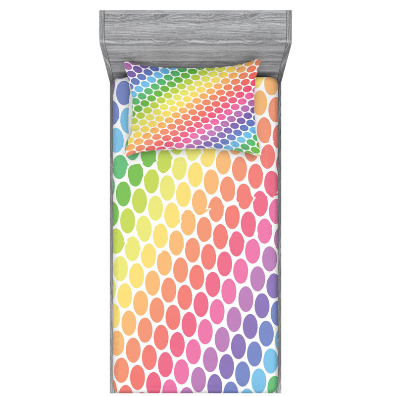 Microfiber Polka Dots Sheet Set, Twin Sheet Set with Fitted Sheet