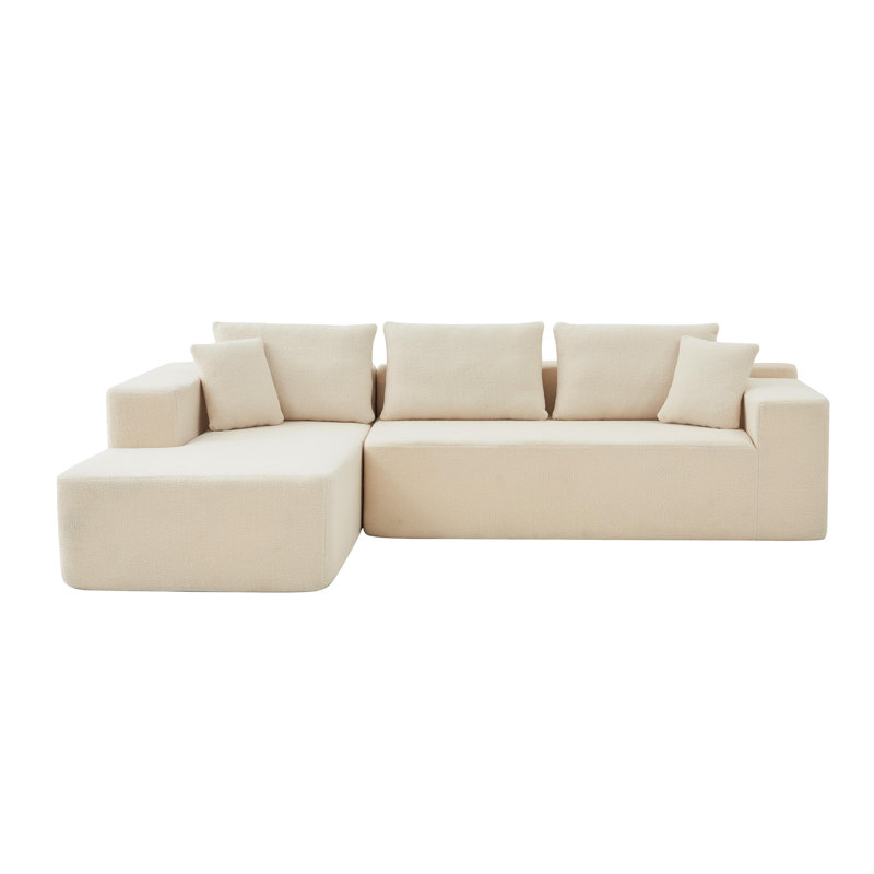 Cotman Boneless 2 - Piece Upholstered Sectional, Beige Polyester Blend