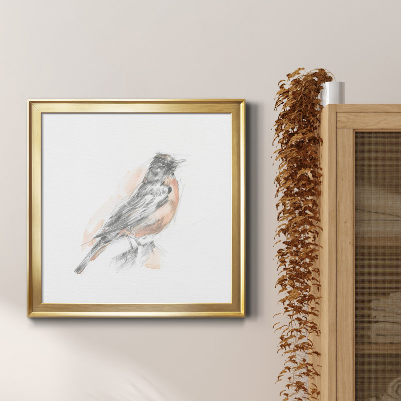 Robin des bois croquis I - reproduction de photo sur toile, H 17,5 po x l 17,5 po x P 1,5 po, Cadre noir