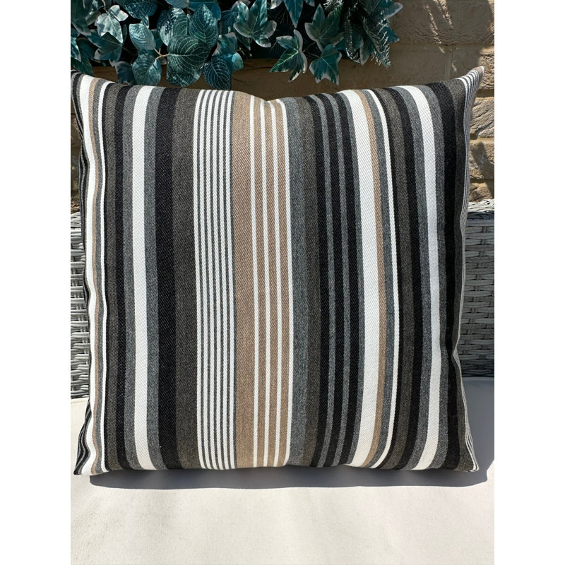 Square Cushion Cover, Beige/Gray Striped