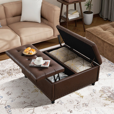 Delmontez 35.5'' Upholstered Storage Square Ottoman
