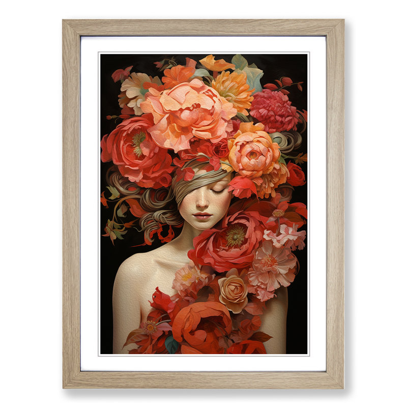 Floral Art Modern Art - Framed Print, Oak Framed, 34cm H x 25cm W