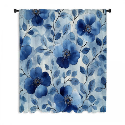 Rideaux à motif floral, occultant et voilages floraux - 1 panneau