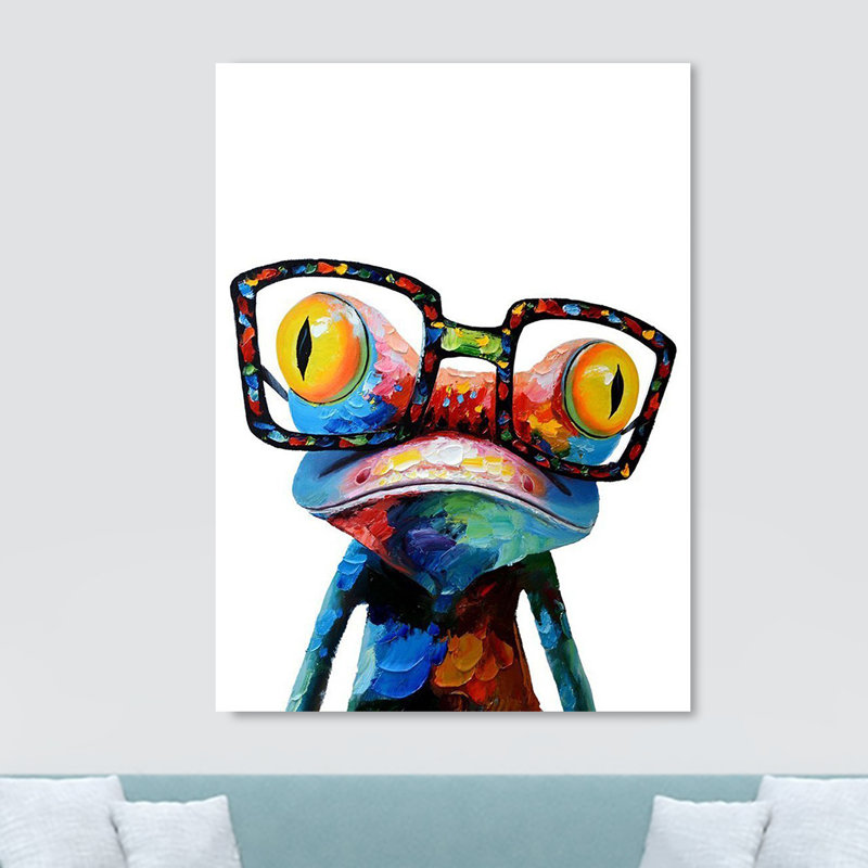 Frog Wearing Glasses Abstract - Wrapped Canvas Print, 120cm H x 84cm W x 3.8cm D