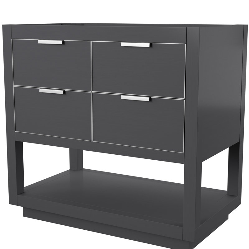 Base de meuble-lavabo simple 36 po Allie, Gris crépuscule / argent brossé