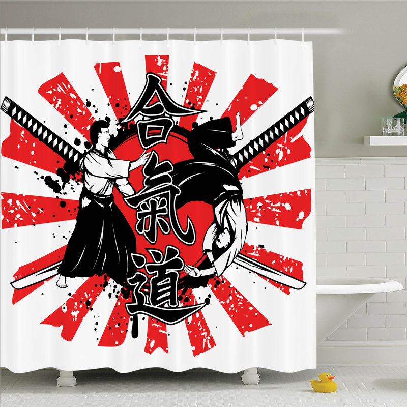 Ensemble de rideau de douche décoration aikido combat Rick, H 75 po x l 69 po
