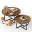 Mid Century Modern Nesting Coffee Table Set – 2-Piece Fluted Round Wood Tables – Sturdy Metal Frame, Easy Assembly – Space-Saving Design for Living Room, Bedroom, Office, Balcony, Yard-1213298519-1213298518