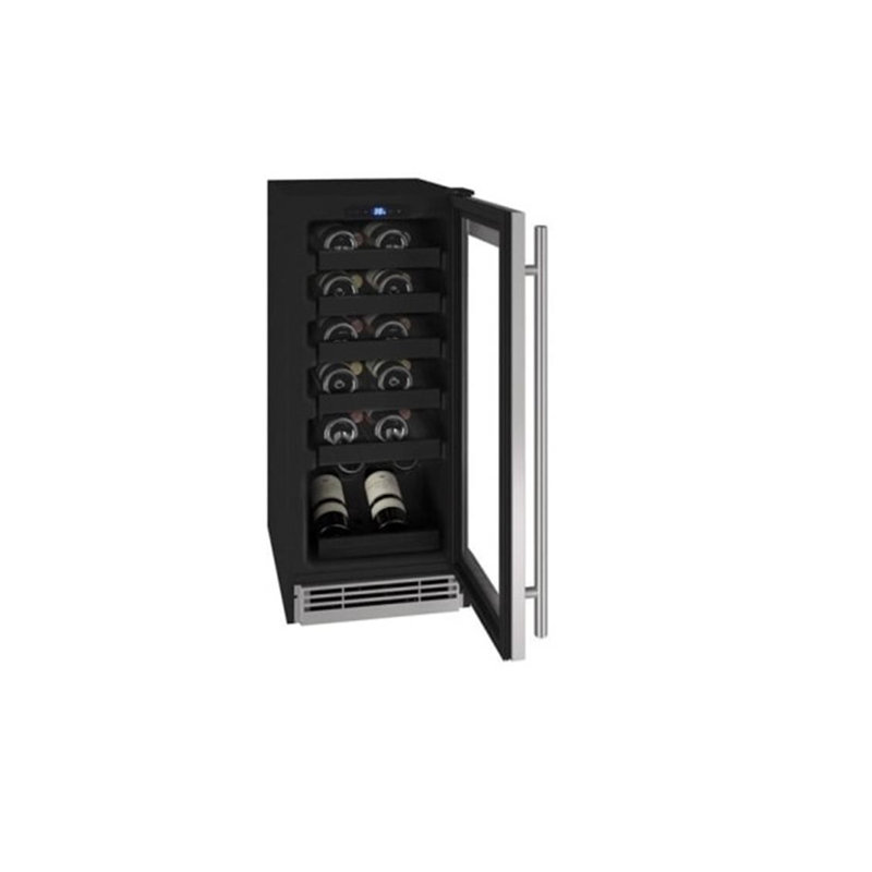 U-Line Single Zone 23.25'' 24 Bottle Wine Refrigerator with Reversible Door, Black