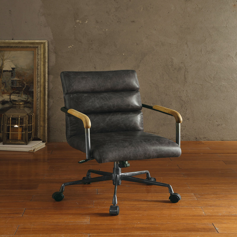 Antique Slate Top Grain Leather Office Chair, Slate