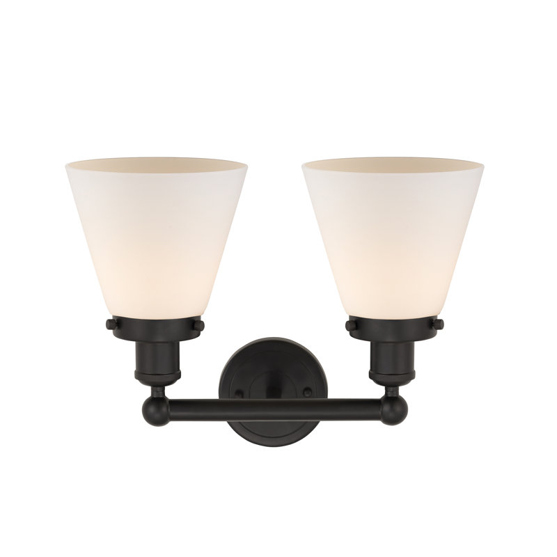 Éclairage pour meuble-lavabo à 2 lumières à intensité variable Cornville, Blanc mat, Bronze huilé