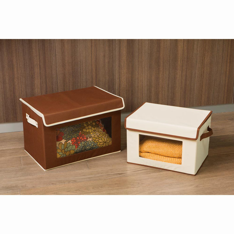 2-Piece Storage Fabric Box Set, Brown / Beige