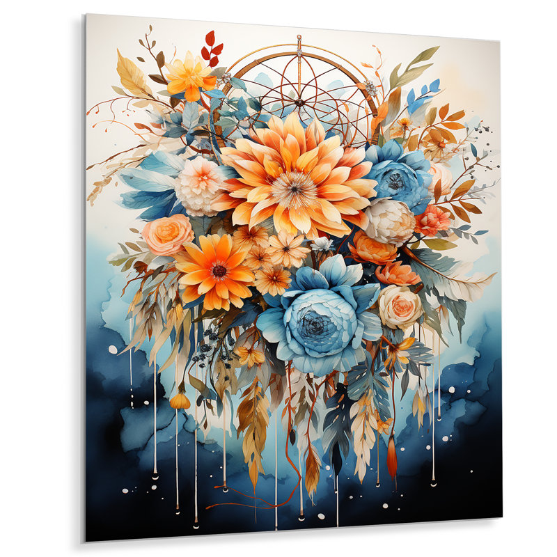 Décoration murale en métal bleu sarcelle Dreamcatcher Natures Whisper, H 20 po x l 12 po x P 1 po
