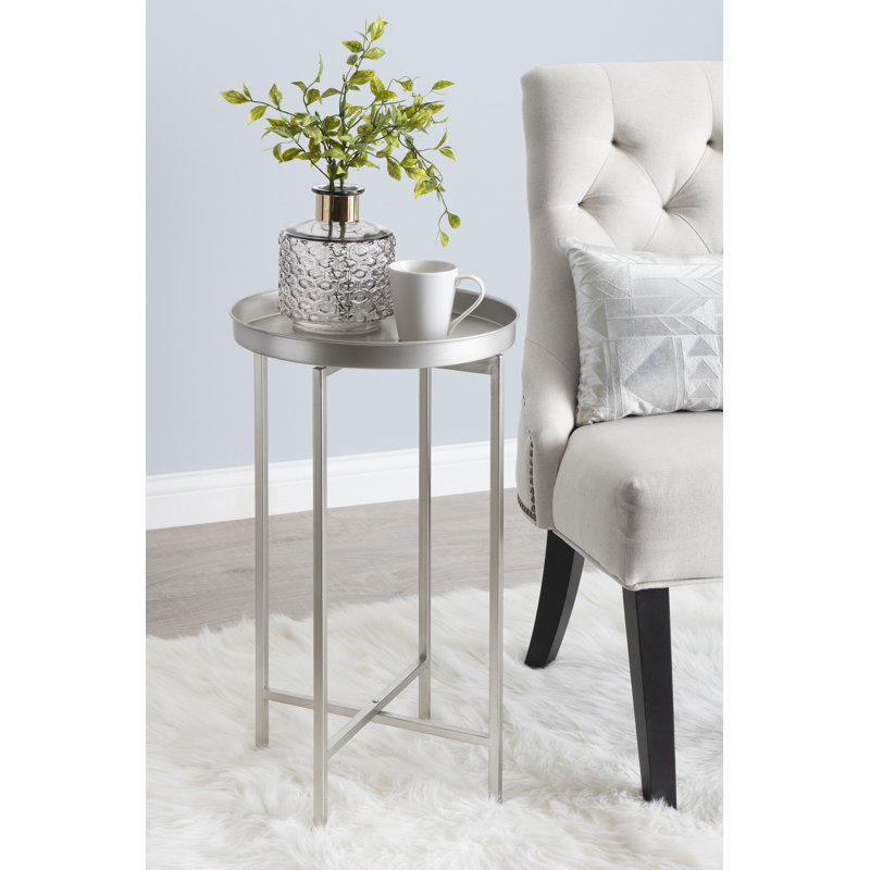 Table de bout avec plateau Dina, Argent, Argent