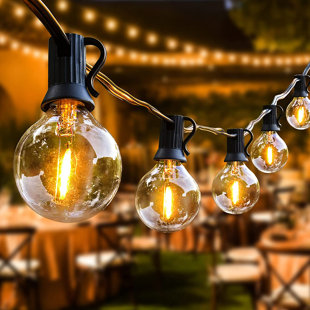 50FT Outdoor String Lights with 50pcs Globe LED Bulbs Shatterproof Plug-in Linkable