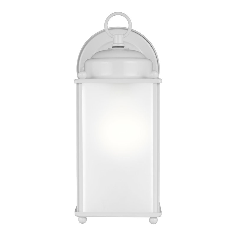 New Castle Large One Light Outdoor Wall Lantern from Generation Lighting , White, White/Frosted, No
