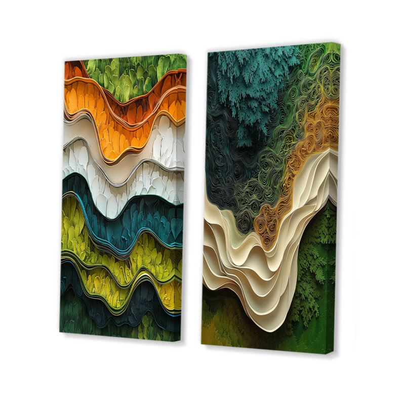Biomorphism Earth Ephemeral Pathway III - Abstract Wall Art 2 Panels, H 28 po x l 25 po, Toile tendue, Ne s’applique pas