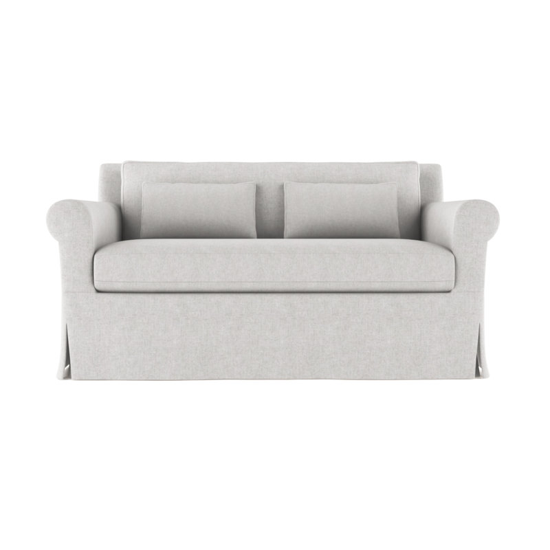 Causeuse à accoudoirs arrondis Ludlow, Velours moelleux argenté, H 34 po x l 60 po x P 42 po, Patiné