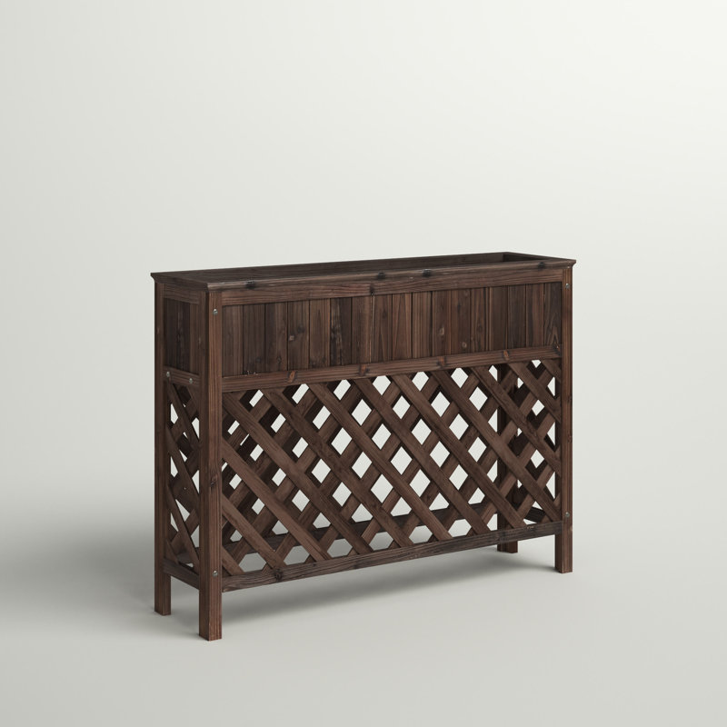 Jackson Wood Elevated Planter, 36" H x 36" W x 13" D, Weathered Cedar